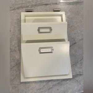 SOLD—Pottery Barn Letter Bin with Top Rod Display